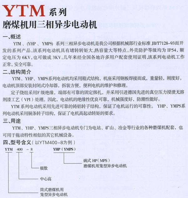 YTM磨煤機(jī)用三相異步電動(dòng)機(jī)